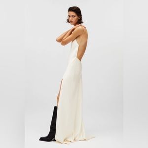 Zara x Kaia Gerber Satin Maxi Dress Slit Backless